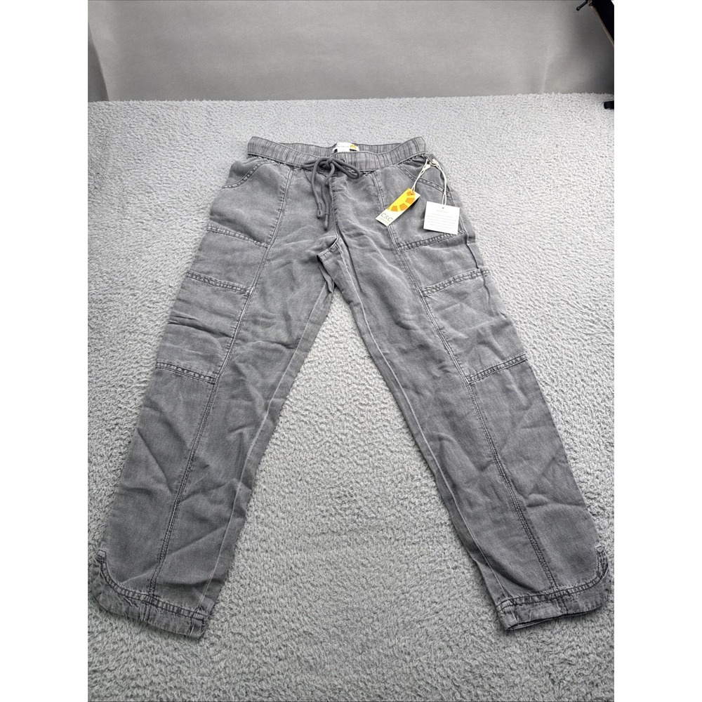 C&C California Joggers Women Small Gray New Tapered Linen Blend Pants
